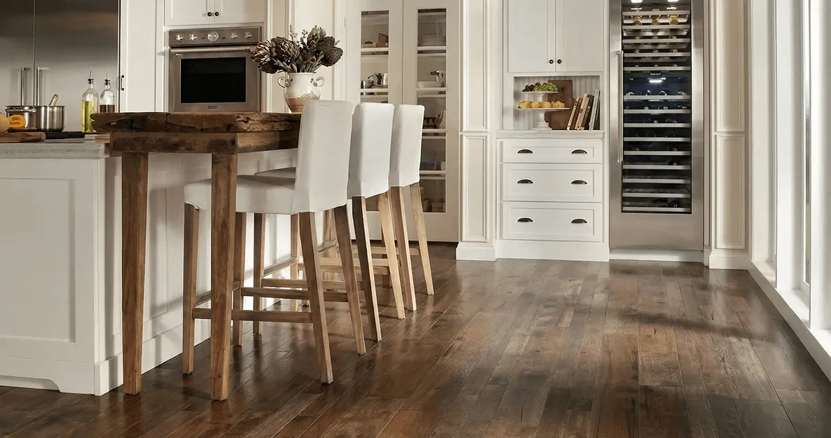 Professionally installed and refinished hardwood flooring in a residential home, showcasing smooth finish and natural wood tones in Indianapolis, IN
