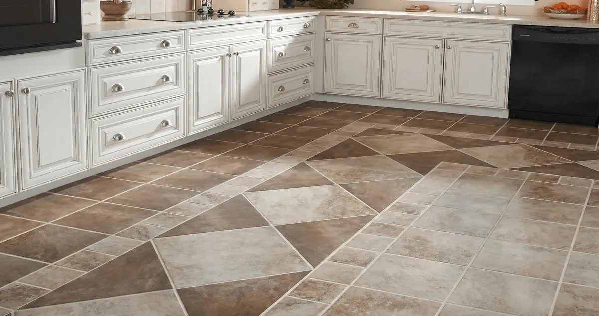 Kitchen with white cabinets and a professionally installed tile floor in Indianapolis, IN